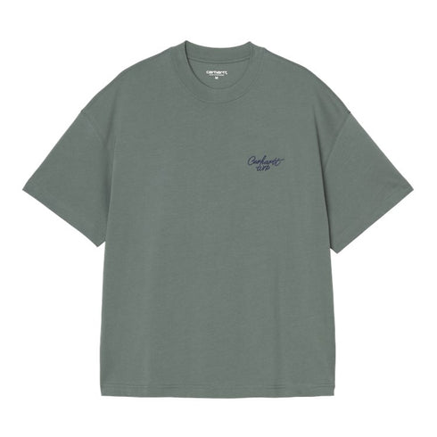 Carhartt Wip S/S Signature Script T-Shirt - Silver Pine / Jupiter